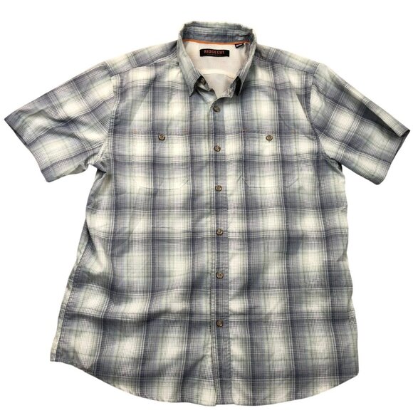 Ridgecut Mens Shirt Large Short Sleeve Fishinng Plaid Button Up Outdoors Blue - Picture 1 of 9